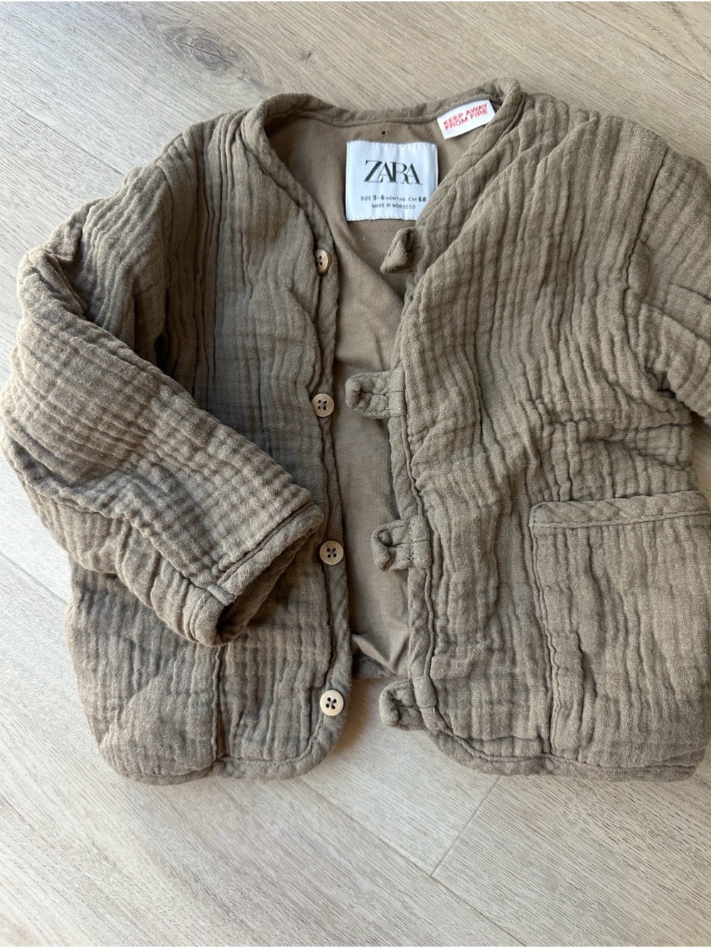 Zara Baby Quilted Button-Front Jacket — Brown